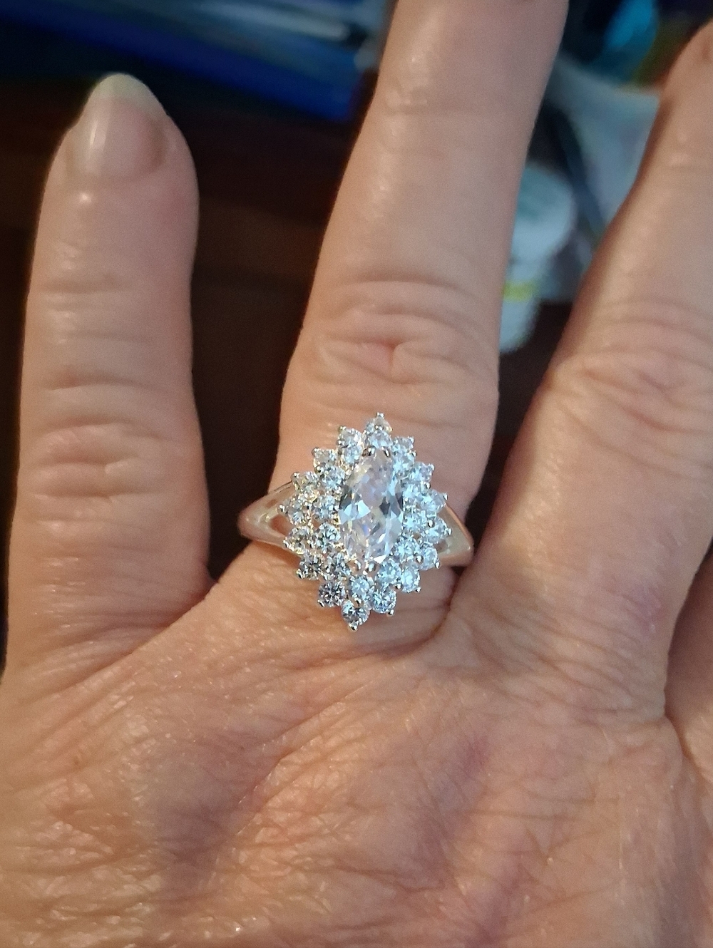 3+ Carat CZ CLUSTER RING In Nickel Free Sterling Plated Size 7
